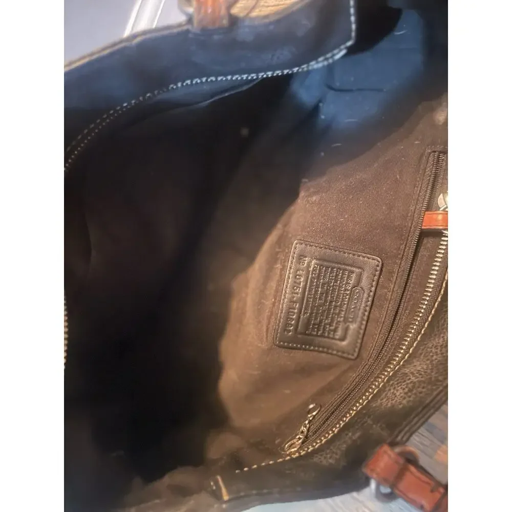 COACH Chelsea Black Pebbled Leather w/Dbl Straps‎ in Saddle Leather